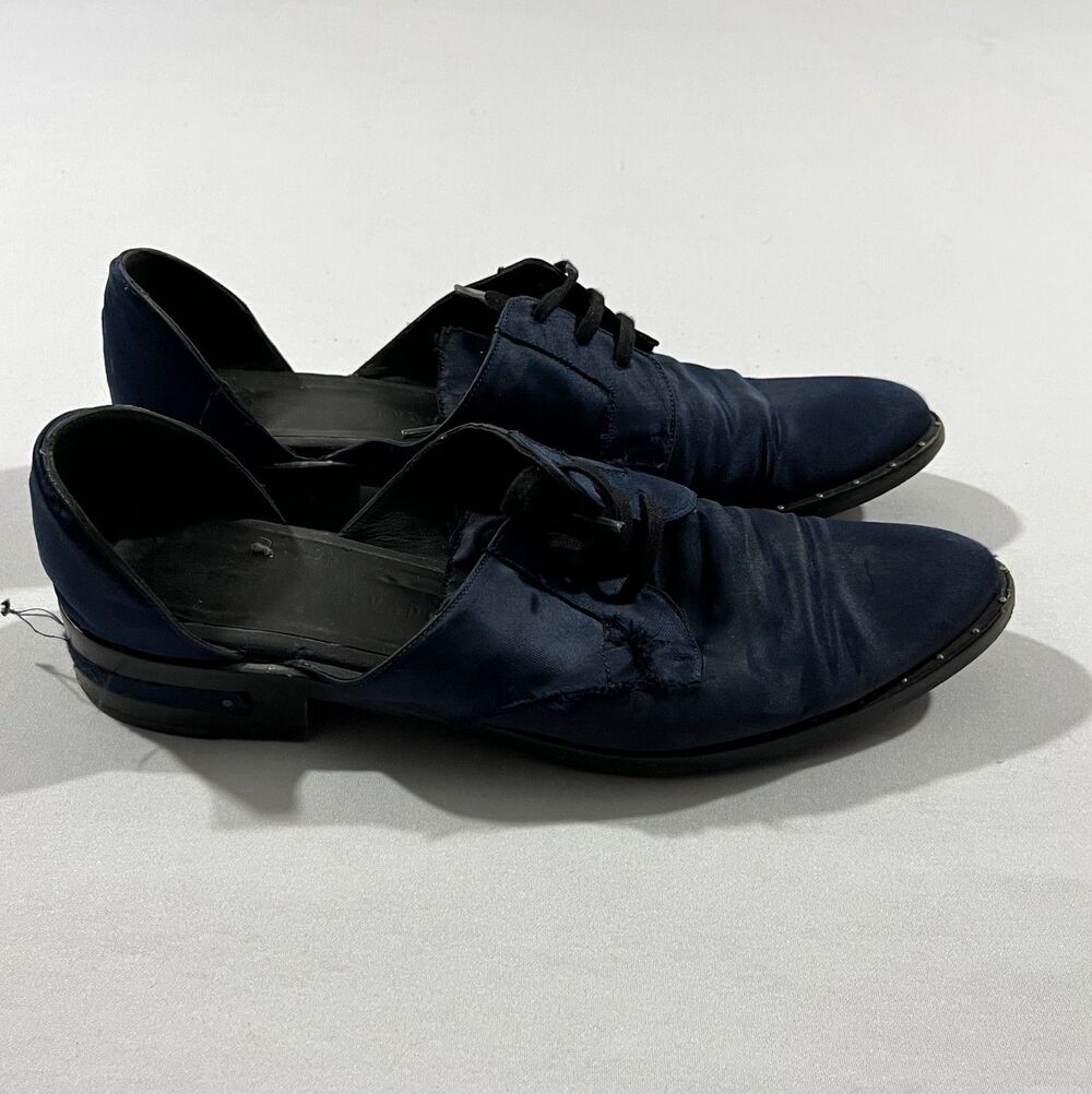 Freda Salvador Womens Wit D'orsay Blue Satin Lace Oxford Grunge Flat Shoes Sz 8